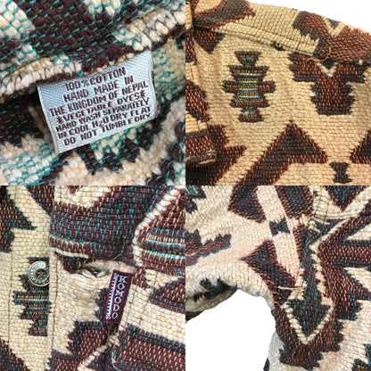 KOMODO コモド ジャケット メンズ コットン ネイティブ カバーオール 厚手シャツ ハンドメイド ベージュ/ブラウン Mサイズ 中古 T1