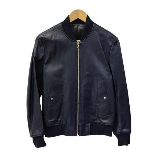 PauI Smith ポールスミス ジャケット メンズ レザー 山羊 ジップアップ ブルゾン ネイビー Sサイズ PP-MN-41502 中古 T1