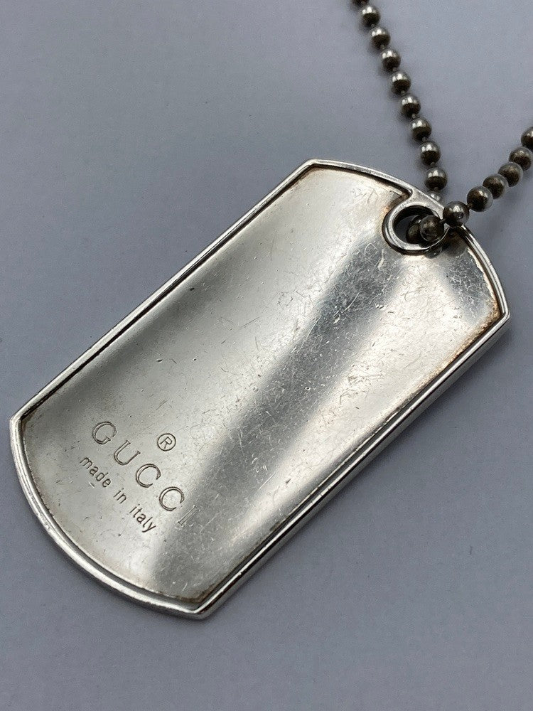 GUCCI グッチ ドッグタグ プレート ネックレス シルバー925 中古 D4