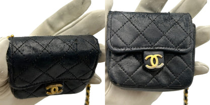 CHANEL シャネル マトラッセ マイクロミニ チェーン ショルダーバッグ ブランド 鞄 ミニ レディース レザー 中古 W４