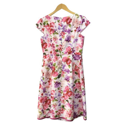 TOCCA トッカ ALSTROMERIA ニットドレス レディース ワンピース ポリエステル 花柄 ご家庭で水洗い可 ピンク サイズ4 OPTOIS0130 中古 T1