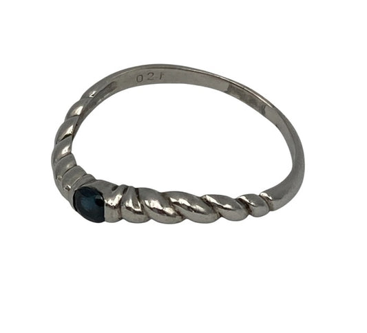 Pt900 青石0.21ct デザインリング 22号 中古 D4