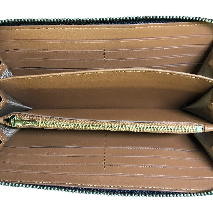 COACH コーチ 長財布 ユニセックス PVCシグネチャー バスキア コラボ 恐竜 ラウンドジップ ファスナー ブラウン F2181 C5615 中古 T1