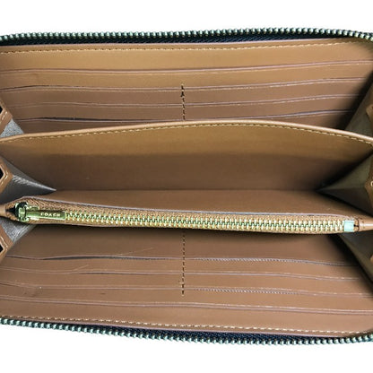 COACH コーチ 長財布 ユニセックス PVCシグネチャー バスキア コラボ 恐竜 ラウンドジップ ファスナー ブラウン F2181 C5615 中古 T1