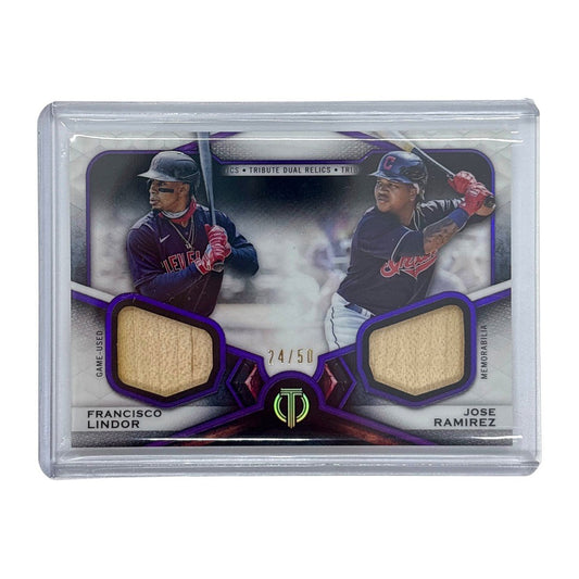 TOPPS MLBカード TRIBUTE FRANCISCO LINDOR JOSE RAMIREZ CLEVELAND INDIANS 24/50 #DR2-LR 中古 IT1