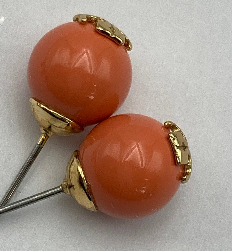 TORY BURCH トリーバーチ ロゴ ボール スタッドピアス 中古 D4