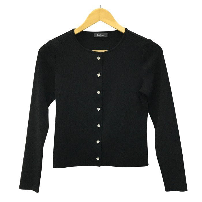 Rene basic ルネ カーディガン レディース 春秋 リブニット ビジューボタン ブラック 36サイズ 5012150 中古 T1