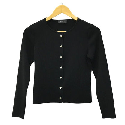 Rene basic ルネ カーディガン レディース 春秋 リブニット ビジューボタン ブラック 36サイズ 5012150 中古 T1