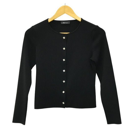 Rene basic ルネ カーディガン レディース 春秋 リブニット ビジューボタン ブラック 36サイズ 5012150 中古 T1