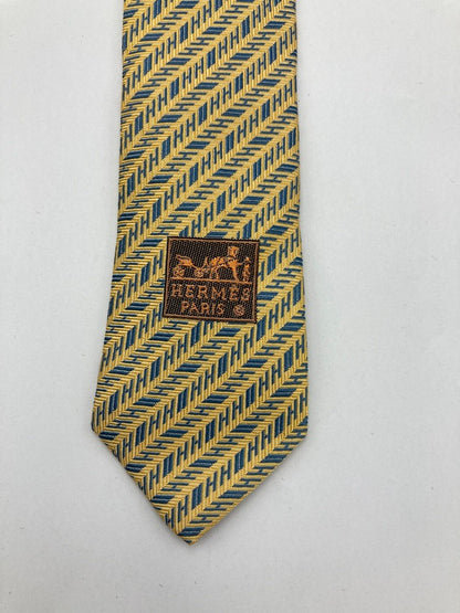 HERMES エルメス H柄 ジャガード ネクタイ シルク100％ 中古 D4