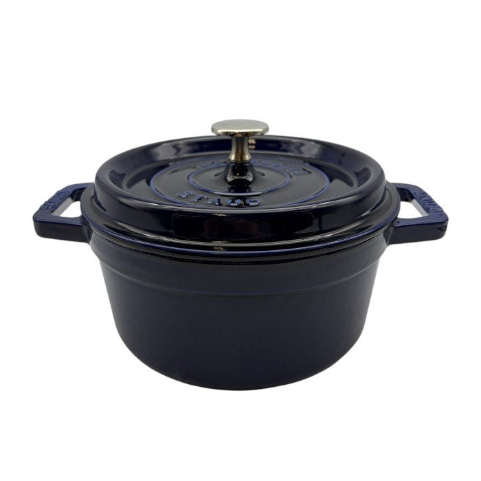 staub ストウブ ココット ラウンド グランブルー ホーロー鍋 40510-264 キッチンツール 調理器具 2.2L 20cm 中古 W1