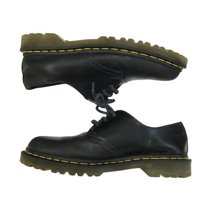 Dr.Martens ドクターマーチン 3ホール シューズ メンズ レザー ローカット イエローステッチ ブラック UK8 23775 中古 T1