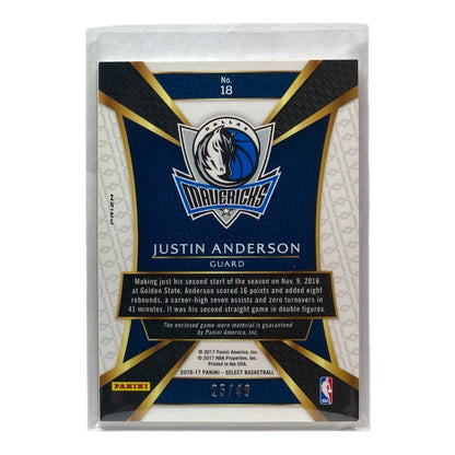 PANINI NBAカード SELECT PRIZM JUSTIN ANDERSON DALLAS MAVERICKS /49 #18 中古 IT2
