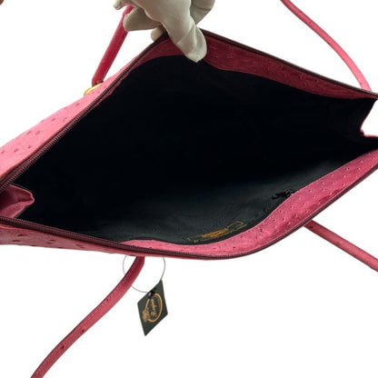 Regina レジーナ オーストリッチ トートバッグ 鞄 レザー 大きめ 通勤 レディース ピンク 中古 W４