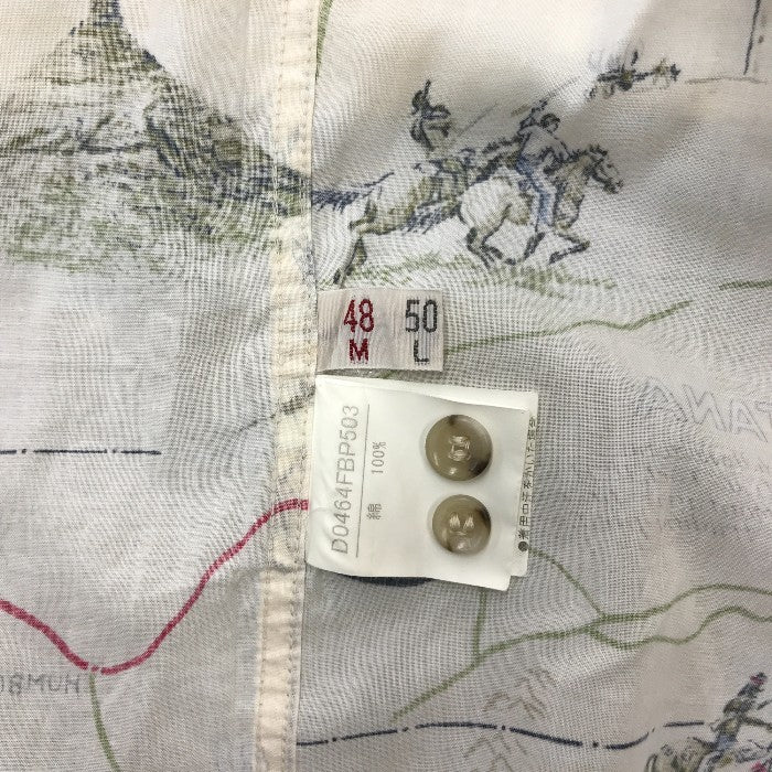 Papas パパス シャツ メンズ 柄シャツ 長袖 ベージュ 48 Mサイズ 中古 N1