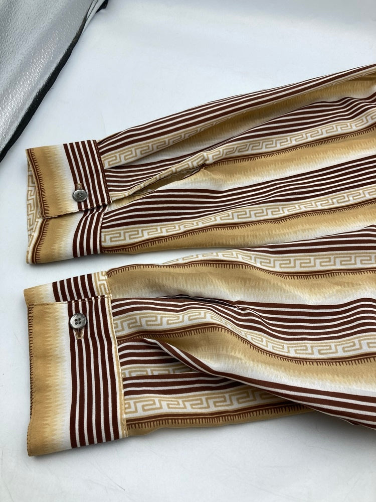 monzini COLLECTION 総柄 ストライプ 長袖シャツ アメリカ製 サイズXL 中古 D4