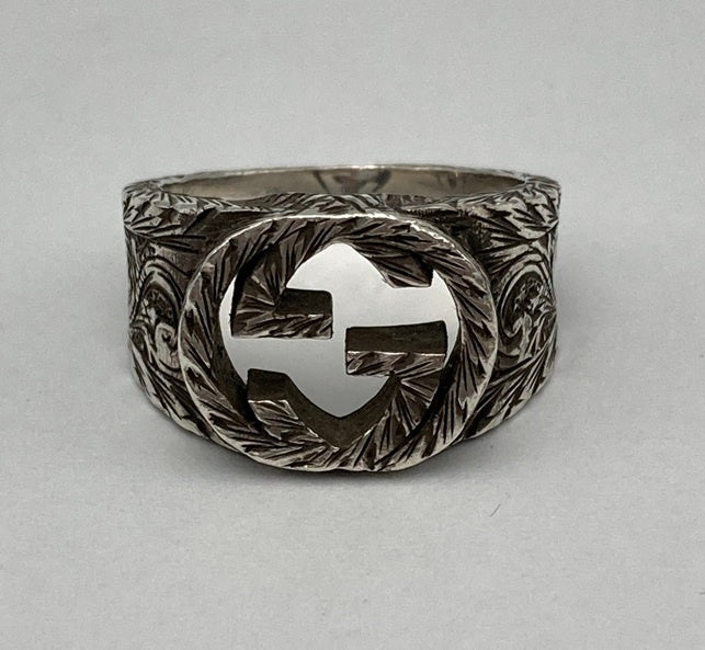 GUCCI グッチ インターロッキングG アラベスク リング SV925 サイズ18号 中古 D4