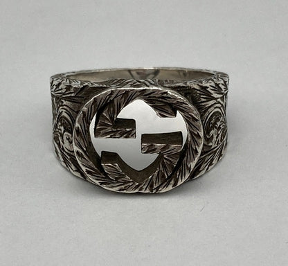 GUCCI グッチ インターロッキングG アラベスク リング SV925 サイズ18号 中古 D4