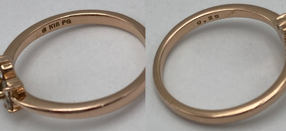 K18PG ダイヤ0.29ct フラワーモチーフ リング 13号 中古 D4