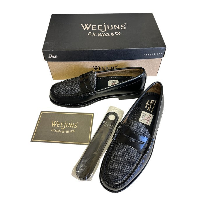 G.H.BASS ジーエイチバス WEEJUNS ローファー ツイード ブラック US7.5 (約25.5cm) 靴 シューズ メンズ レザー 中古 W1