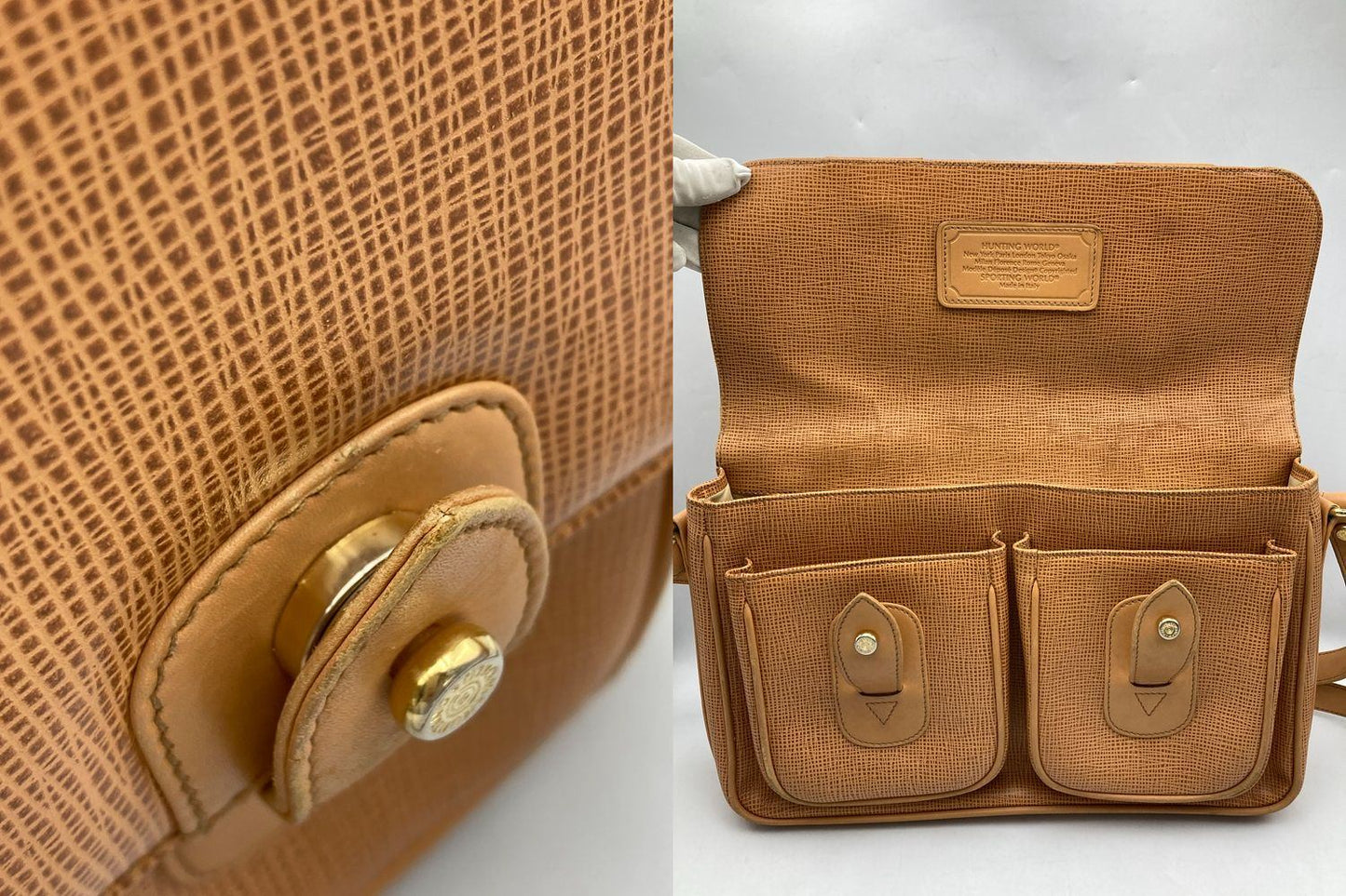 HUNTING WORLD ハンティングワールド レザー ショルダーバッグ 中古 D4