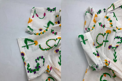 SOU・SOU ソウソウ 高島縮 半袖シャツ 花そすう サイズSS 中古 D4