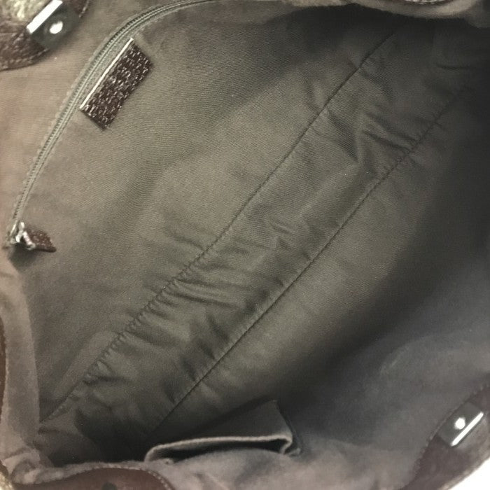 GUCCI グッチ GGキャンバス ハンドバッグ レディース キャンバス/レザー セミショルダー トート A4収納 カーキ/ブラウン 121023 中古 T1