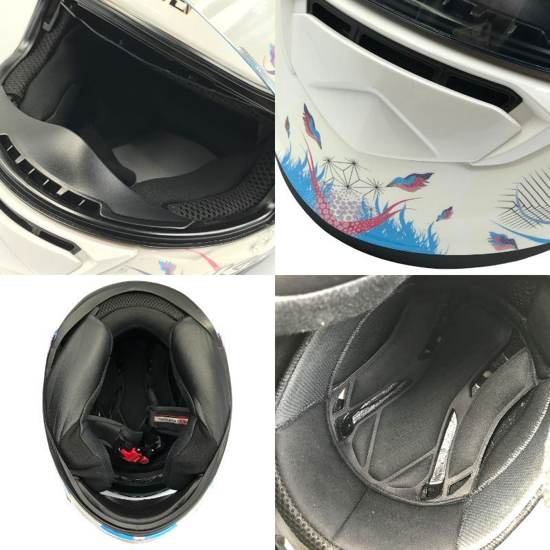OGK KABUTO KAMUI-3 LEIA ヘルメット パールホワイト バイク 二輪用 和柄 インナーサンシェード CF-1シールド XLサイズ 中古 T1