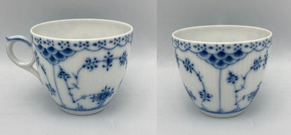 ROYAL COPENHAGEN ロイヤルコペンハーゲン ブルーフルーテッド ハーフレース カップ＆ソーサー 中古 D4