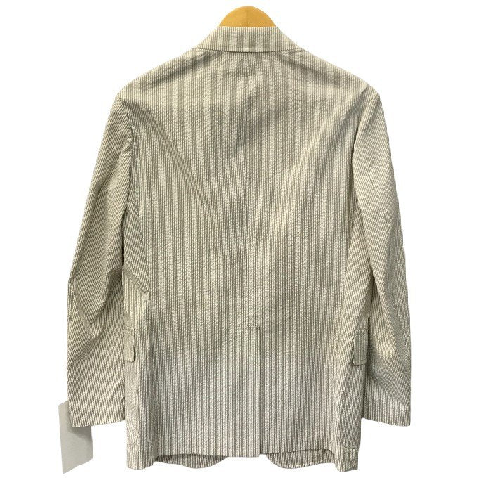 J.PRESS ジェイプレス テーラードジャケット メンズ 春夏 段返り3つボタン 薄手 ストレッチ ストライプ ホワイト系/グレー Lサイズ 中古 T1