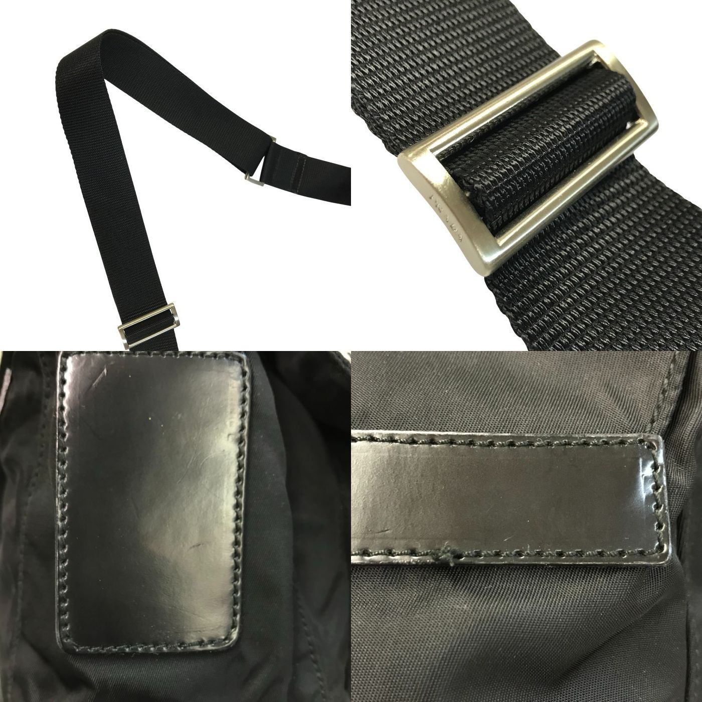 PRADA プラダ ショルダーバッグ ユニセックス ナイロン 斜め掛け 軽量 通勤 通学 ブラック 1BD671 中古 T1
