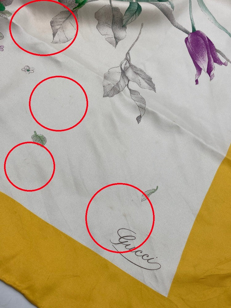 GUCCI グッチ スカーフ シルク100％ フローラ 花柄 中古 D4