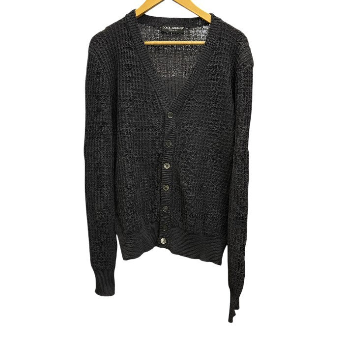 DOLCE & GABBANA カーディガン メンズ 春秋 薄手 コットン ワッフル ニット 無地 シンプル グレー 54サイズ アパレル おしゃれ トップス 中古 W1
