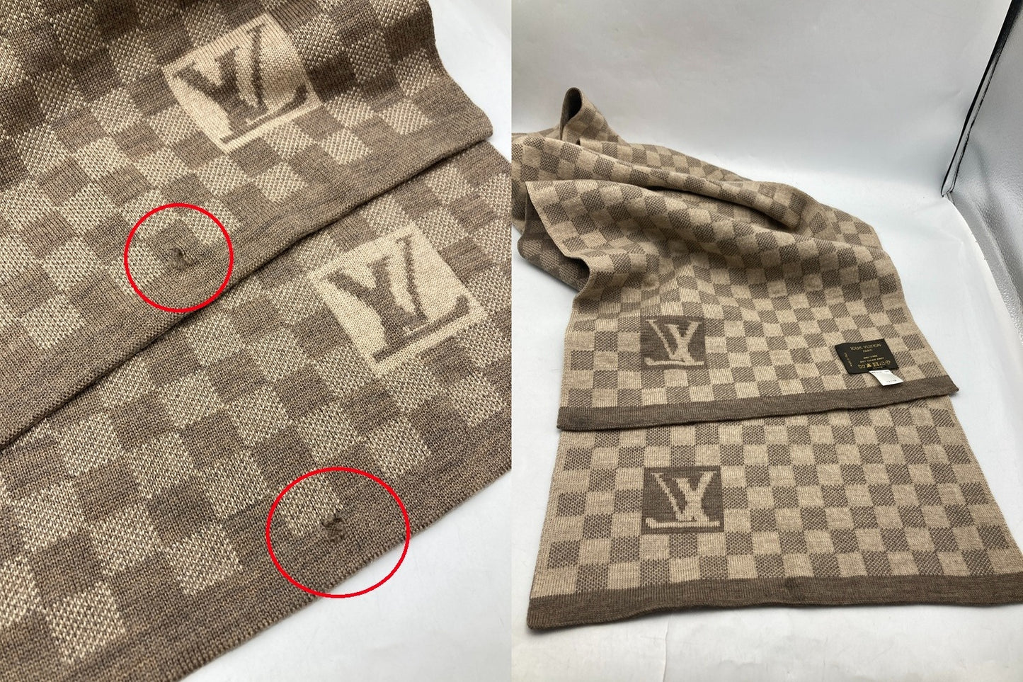 LOUIS VUITTON ルイヴィトン ダミエ エシャルプ・プティ マフラー 402330 中古 D4