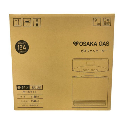 大阪ガス ガスファンヒーター ホワイト 都市ガス用 木造～11畳/コンクリート～15畳 140-6003 中古 T1