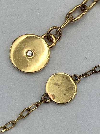 MARC JACOBS マークジェイコブス ロゴ ディスク エナメル ネックレス ホワイト 中古 D4