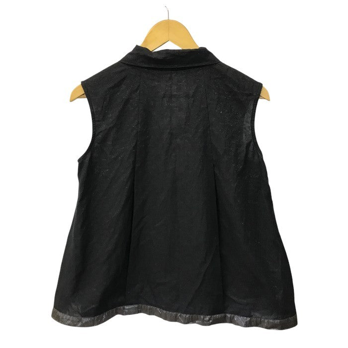 HaaT イッセイミヤケ ボウタイブラウス レディース コットン ノースリーブ ラメ リボン ブラック/ブラウン 2サイズ HA91FJ522 中古 T1