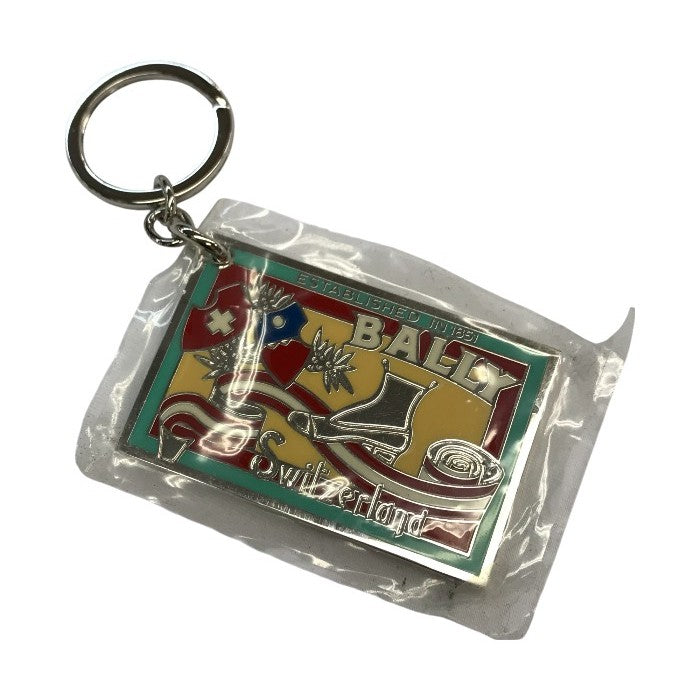 BALLY バリー キーホルダー キーリング プレート シューズ柄 スイス シルバーカラー 中古 T1