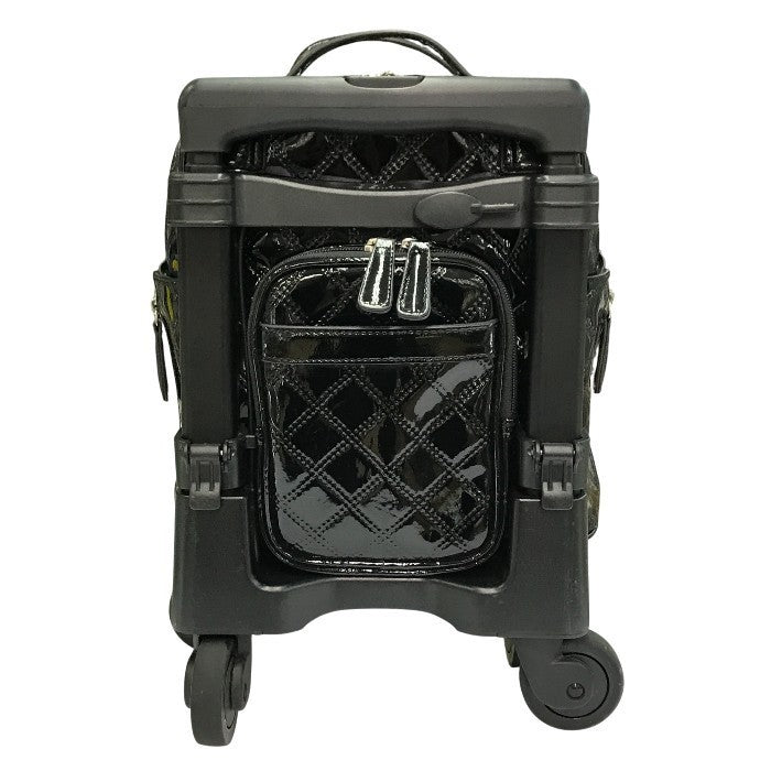 SWANY スワニー キャリーバッグ レディース エナメル調 キルティング 4輪ストッパー 静音 軽量 バッグ取り外し可 ブラック 中古 T1