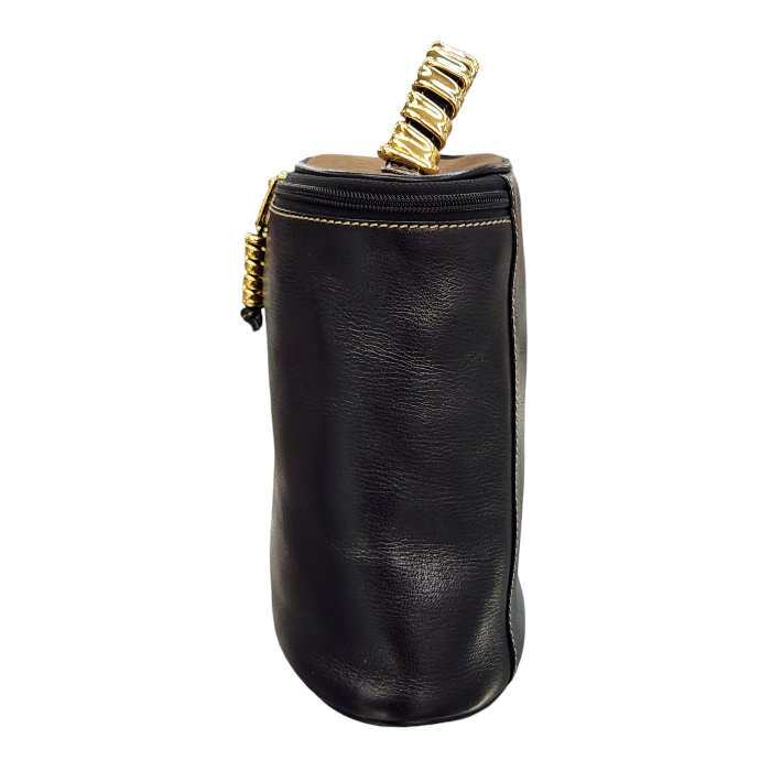 LOEWE ロエベ ベラスケス ハンドバッグ レディース レザー バニティ 化粧ポーチ ツイスト金具 ブラック/ブラウン 中古 T1