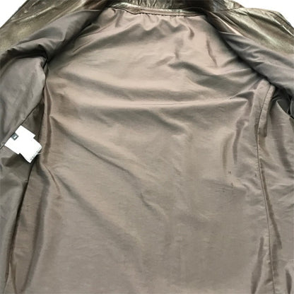Salvatore Ferragamo サルバトーレフェラガモ レザージャケット メンズ シングルブレスト フルジップ ブラウン 54サイズ 中古 T1