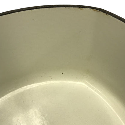 LE CREUSET ル・クルーゼ ココットダムール 両手鍋 2L ハート型 蓋付き 鋳物 ホーロー IH対応 ホワイト 中古 T1