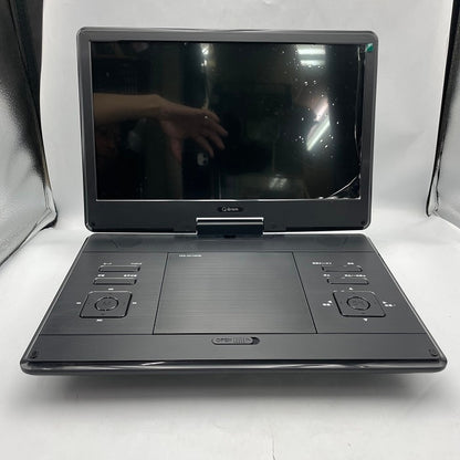 [山善] YAMAZEN 14インチ ポータブルDVDプレーヤー CPD-NC140(B) 車載用ケース付き モバイルバッテリー対応 4WAY電源 USB SDカード CD アウトドア キャンプ  中古 R4