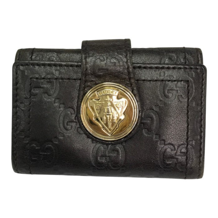GUCCI グッチ グッチシマ 6連キーケース ユニセックス レザー エンボス 金エンブレム ラウンドプレート ブラウン 190357 0959 中古 T1