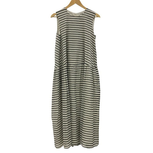 'S MaxMara エスマックスマーラ ワンピース レディース ノースリーブ ボーダー ホワイト/グレー 38サイズ 23922131326 夏 かわいい ロング 中古 KW1