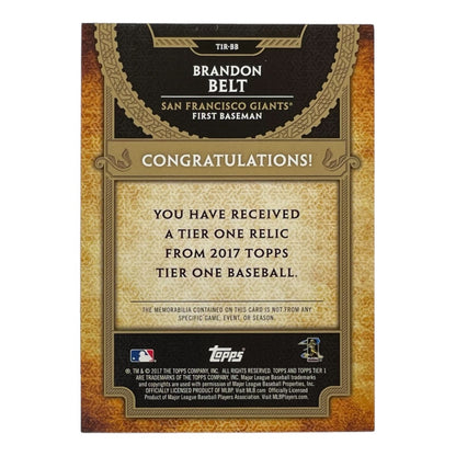 TOPPS MLBカード TIER 1 BRANDON BELT SAN FRANCISCO GIANTS /331 #T1R-BB 中古 IT2