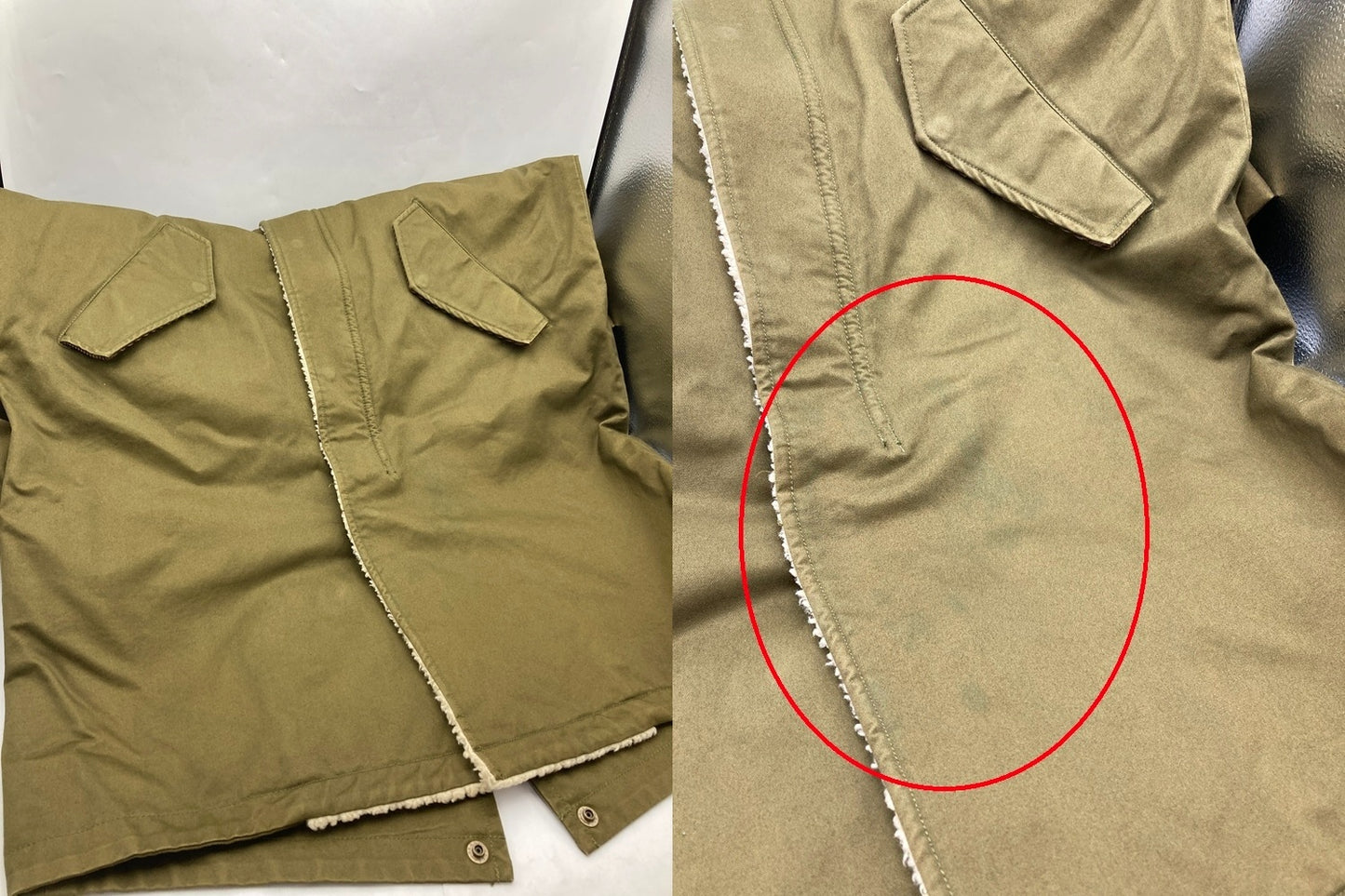 Mr.GENTLEMAN ミスタージェントルマン ボアモッズコート カーキ メンズ ML14F-CO01 中古 D4