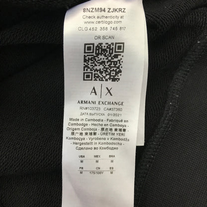 ARMANI EXCHANGE アルマーニエクスチェンジ パーカー メンズ コットン スウェット フーディ ロゴ バックプリント ブラック Mサイズ 8NZM94 ZJKRZ 中古 T1