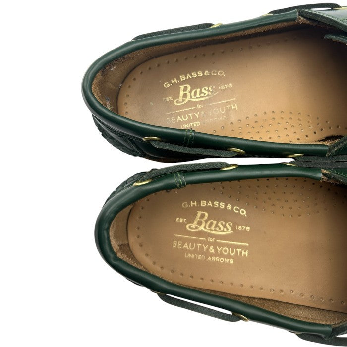 G.H.Bass&Co. ジーエイチバス BEAUTY＆YOUTH UNITED ARROWS ビューティーアンドユース ユナイテッドアローズ デッキシューズ US8(約26cm) グリーン 靴 シューズ メンズ レザー コラボ 中古 W４