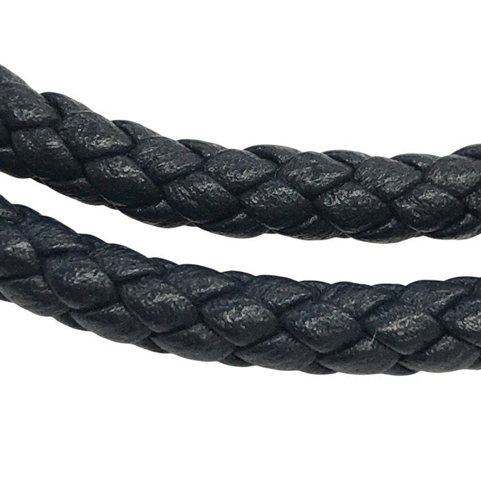 HUGO BOSS ヒューゴボス ブレスレット メンズ レザー 2連 2way チョーカー ネックレス 編み込み ネイビー 中古 T1